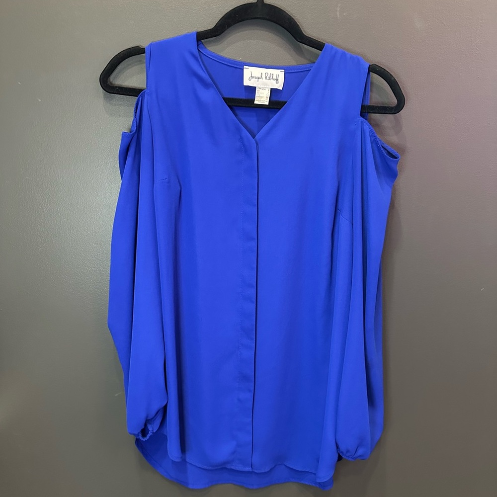 Joseph Ribkoff | Royal Blue Cold Shoulder Blouse Button Down |‎ Size 2